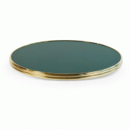 Bistromania Plateau de table VENDÔME Rond - Vert - Cerclage laiton mouluré D60 cm - V108-CERLAITONCER-MOUL