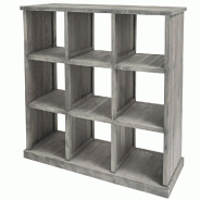 Buffet double face 9 cases L117 x P39 x H121cm gris clair