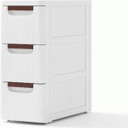 COSTWAY Meuble Étroits pour Niches avec Roulettes, Étagère de 20 cm de Large, Chariot à 3 Tiroirs, Chariot pour Salle de Bain - blanc VH33615IT