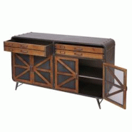Décoshop26 - Buffet quatre compartiments de rangement avec porte design industriel bois de sapin et métal 80x126x38 cm marron-noir 04_0005985 - marr Décoshop26 - Buffet quatre compartiments de rangement avec porte design industriel bois de sapin et métal 80x126x38 cm marron-noir 04_0005985 - marr