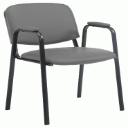 Décoshop26 - Chaise visiteur avec accoudoirs intégrés zone d'attente en PVC gris piètement à 4 pieds en métal noir 10_0003377 - gris métal 3000