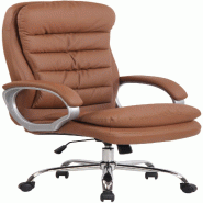 Décoshop26 - Fauteuil de bureau sur roulettes mécanisme de bascule intégré charge maximale 235 kg en similicuir marron clair cadre 10_0006958 - ma