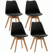 Décoshop26 - Lot de 4 chaises de salle à manger cuisine ou bureau en plastique et synthétique noir pieds en bois 10_0000324 - noir 3000856869605 Décoshop26 - Lot de 4 chaises de salle à manger cuisine ou bureau en plastique et synthétique noir pieds en bois 10_0000324 - noir 3000856869605