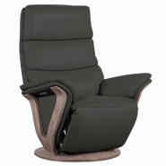 FAUTEUIL RELAX ÉLECTRIQUE FAUCON BI MOTEUR COLORIS GRIS ANTHRACITE PIÈTEMENT PIVOTANT