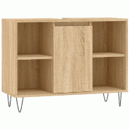 Helloshop26 - Armoire de salle de bain rangement 80 x 33 x 60 cm style industriel finition mate en bois d'ingénierie chêne sonoma 02_0049059 - Bois