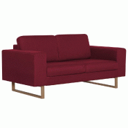 Helloshop26 - Canapé 2 places de salon salle de séjour maison intérieur tissu rouge bordeaux  02_0020752 - rouge Bois massif 3001124688003