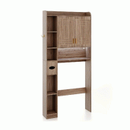 Helloshop26 - Étagère au-dessus des toilettes meuble de rangement autoportant 80 x 20 x 171 cm avec éclairage LED réglable design 20_0020497 - 300