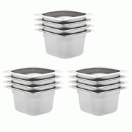 Helloshop26 - Lot de 12 récipients gastronorm empilables cuisine 176 x 162 x 100 mm en acier inoxydable argenté 02_0046004 - argenté inox 300023399