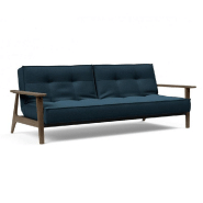 INNOVATION LIVING  CANAPÉ LIT DESIGN SPLITBACK FREJ CONVERTIBLE 115*210 CM CHÊNE FUMÉ TISSU ARGUS NAVY BLUE