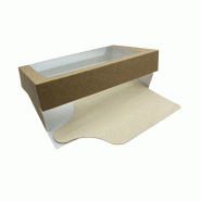 Kit Plancha box (boîte kraft + planche bois) 310x190x55mm 250 pièces JORIDEAL - beige Bois massif 3519400999038