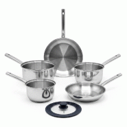 Lot de 3 casseroles 18/20/22 cm et 2 poêles en inox 24/28 cm Fackelmann Rhona - gris inox 3176239913385