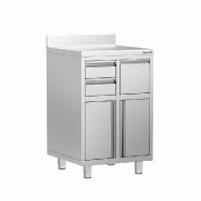Meuble inox pour machine à café - 600 x 600 mm - 2 tiroirs - Knock box