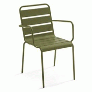 Oviala Business Fauteuil de jardin en métal vert kaki Oviala - vert acier 113892 Oviala Business Fauteuil de jardin en métal vert kaki Oviala - vert acier 113892