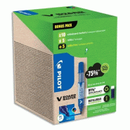 Pilot 575672 V-Board Master Plastique Recyclé Marqueurs avec Recharges Assorties, 1.7mm Pointe Taille, Lot de 10 - 3131910575672