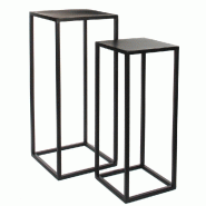 Podiums métal noir 30x30x70 + 25x25x60cm