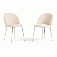 RATTATAN Lot de 2 chaises en velours côtelé large avec pieds en métal, design élégant, pour salle à manger, cuisine, bar, restaurants Sara - Beu RATTATAN Lot de 2 chaises en velours côtelé large avec pieds en métal, design élégant, pour salle à manger, cuisine, bar, restaurants Sara - Beu