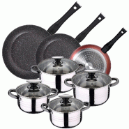 San Ignacio - Batterie de cuisine 16/18/20/24 cm en acier inoxydable avec ensemble de 3 poêles 20/24/28 cm - multi-matériau PK4786