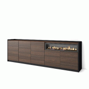 SKRAUT HOME Buffet salon et cuisine, 260x80x37 cm, 5 Portes, Cheminée électrique, Chêne foncé et Noir - marron Bois manufacturé 708_39