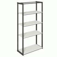 Structure Cage noir suspendue 90x40x180cm 4 tablettes blanc mat