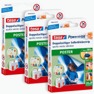 Tesa Powerstrips POSTER 3 Lots de Bandes adhésives Double-Face pour Posters – Auto-adhésif et Réutilisable – Adhérence Jusqu'à 200 g – 20 P