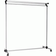 Unilux Meeting Vestiaire Portant de Vêtements Mobile avec Freins aux roues et Capacité de 70 cintres 173 x 147 x 50 cm Gris métal - 100340714