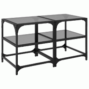 VidaXL Tables basses avec dessus en verre noir 2 pcs 40x40x45 cm acier Modèle Signature Moderne - 846005