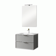 AQA Design Composition de salle de bain en MDF ZEFIRA gris L.61 P.46,5 H.190 MPZE06-GRI - gris Bois manufacturé MPZE06-GRI