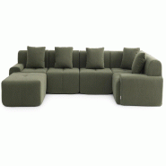 Canapé d'angle modulaire milysofa sofamous 5 places avec méridienne tissu velours côtelé vert sauge - MS-MOUS-6-CRD-SG