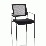 Chaise visiteur / chaise de conférence MEET B réseau / tissu noir hjh OFFICE - noir polyester 820031