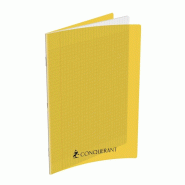 CONQUERANT Lot de 5 Cahier Classique PP piqué 24x32, 192p./96 feuilles 70g/m², Séyès, coloris jaune - 3020120104881
