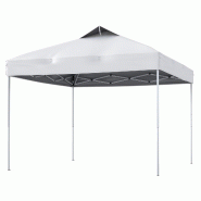 COSTWAY Auvent 3x3m pliant, fête, avec 8 piquets, 4 cordes, 1 sac, jardin, blanc - blanc métal ZB34599IT