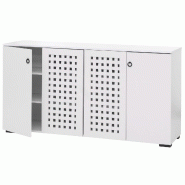 Décoshop26 - Buffet avec 4 portes avec design tressé 3D 9 compartiments de rangement 83x159x37 cm MDF blanc 04_0009841 - blanc 3000267708135_0