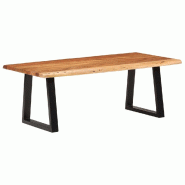Décoshop26 - Table basse en bois d'acacia massif avec plateau naturel – Pieds métal noir – 110 x 55 x 40 cm DEC036997 - noir métal 3000263038861