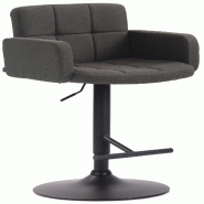 Décoshop26 - Tabouret de bar avec accoudoirs et dossier confortable en tissu gris foncé pieds noir mat TDB10474 - gris 3000451669600