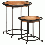 Ensemble de table d'appoint 2 pcs bois massif d'acacia Modèle Balcon Phi Prime Plus - 4013514