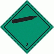 Etiquette de danger 10×10 cm à plat, classe 2.2 -  46032