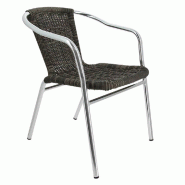 Fauteuil d'extérieur empilable en aluminium et polypropylène tressé Blain gris