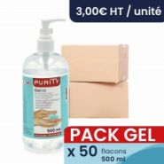 Gels hydroalcooliques - purity - pack de 50 flacons avec pompe de 500ml