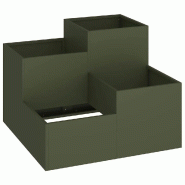 Helloshop26 - Cache-pot de jardin rectangulaire moderne 80 x 80 x 60 cm finition mate en acier vert olive 02_0052070 - vert métal 3000237231496