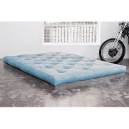 MATELAS FUTON POUR CANAPÉ ROOTS COULEUR BLEU AZUR COUCHAGE 140 X 200 CM