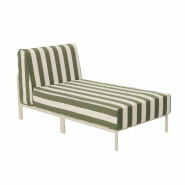 Méridienne rayée pour salon de jardin modulable en tissu vert kaki - vert aluminium 114824