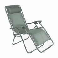Oviala Business Fauteuil relax de jardin en acier et textilène inclinable vert gris - vert acier 114893