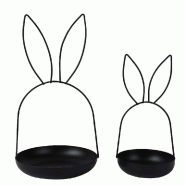 Présentoirs lapin métal noir Ø16,5x32 et Ø12,5x23 cm