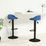 Tabourets de bar lot de 2 bleu velours Modèle Lofty Métal - 333605