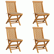 VidaXL Chaises De Jardin Et Coussins Beige Lot De 4 Bois Teck Massif - beige 3062571