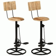 VidaXL Tabourets De Bar Lot De 2 Bois Massif De Manguier - 338218 VidaXL Tabourets De Bar Lot De 2 Bois Massif De Manguier - 338218