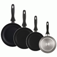 WellHome - Set de 4 Poêles Ø16/20/24/28cm en Aluminium Pressé Gris métallisé - aluminium PK8115