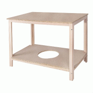 WellHome - Table de salle à manger en bois de hêtre - finition non vernie 130 x 65 x 75 cm - beige multi-matériau WH13249