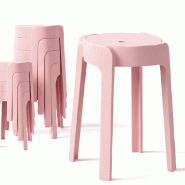 8 Tabourets Gigognes empilables BM HOME TAB-ROSE en plastique, légers pour la maison salle de classe, cuisine, jardin - rose plastique polypropylène