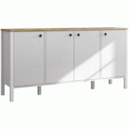 Buffet en aggloméré Frannie Modèle 1 : 4 portes Hanah Home - blanc 8684283786060 Buffet en aggloméré Frannie Modèle 1 : 4 portes Hanah Home - blanc 8684283786060